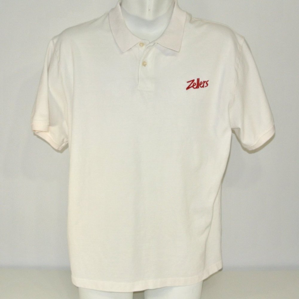 ZELLERS Vintage Department Store Employee Uniform Polo Shirt White NEW